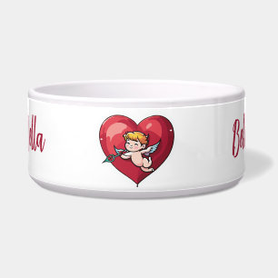 Écuelle Cupidon sur le coeur rouge