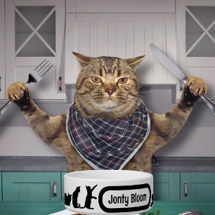 Écuelle Cute Black Cat Silhouette Pattern With Cat Name