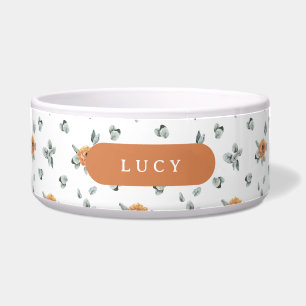 Écuelle Cute Boho Terracotta Floral Green Nom personnalisé