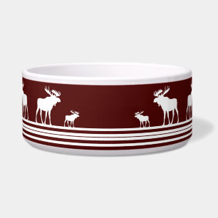 Écuelle Cuvette blanche marron rustique d'animal familier