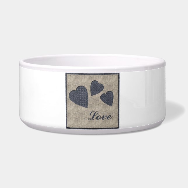 Écuelle Cuvette bleue d'amour de coeurs (Devant)