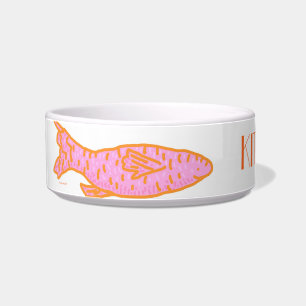 Écuelle cuvette de poisson orange rose de chat