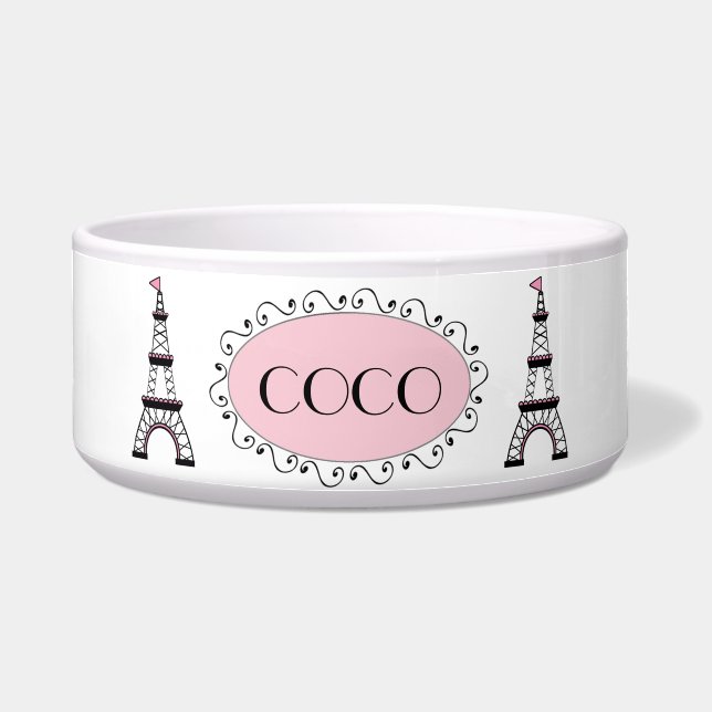 Écuelle Cuvette noire rose chic d'animal familier de chien (Devant)