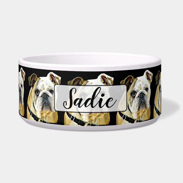 Écuelle Cuvette personnalisée de chien noir de bouledogue (Devant)