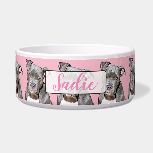 Écuelle Cuvette rose nommée personnalisée de chien de (Devant)