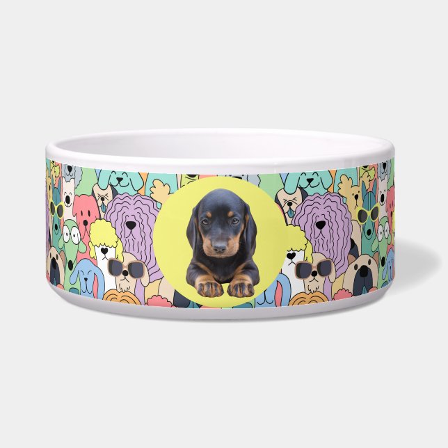 Écuelle Dachshund photo personnalisée et nom Chig Bowl (Devant)