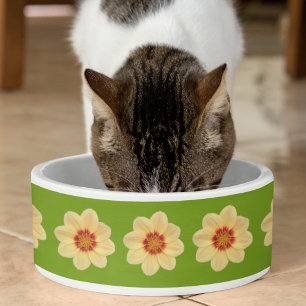 Écuelle Dahlia jaune motif floral sur vert