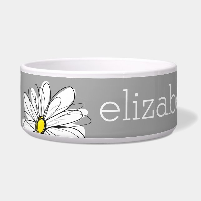 Écuelle Daisy floral tendance avec nom personnalisé gris j (Devant)