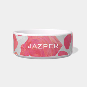 Écuelle Dalmatien Rose et Blanc avec Monogramme