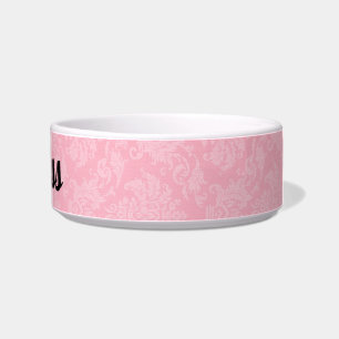 Écuelle Damas rose avec le nom de l'animal