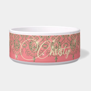 Écuelle Dentelle en or de pêche rose élégant brillant