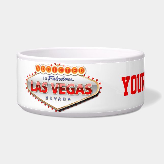 Écuelle Dépendant signe drôle à Las Vegas, Nevada (Gauche)