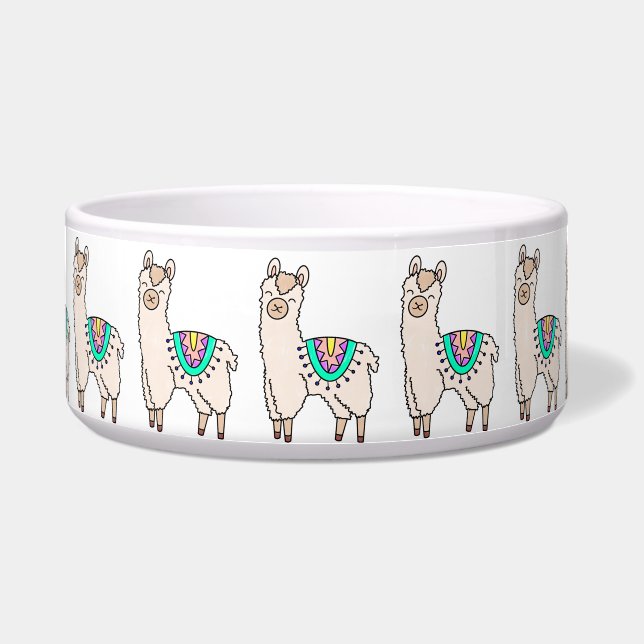 Écuelle dessin animé de llama alpaga souriant (Devant)