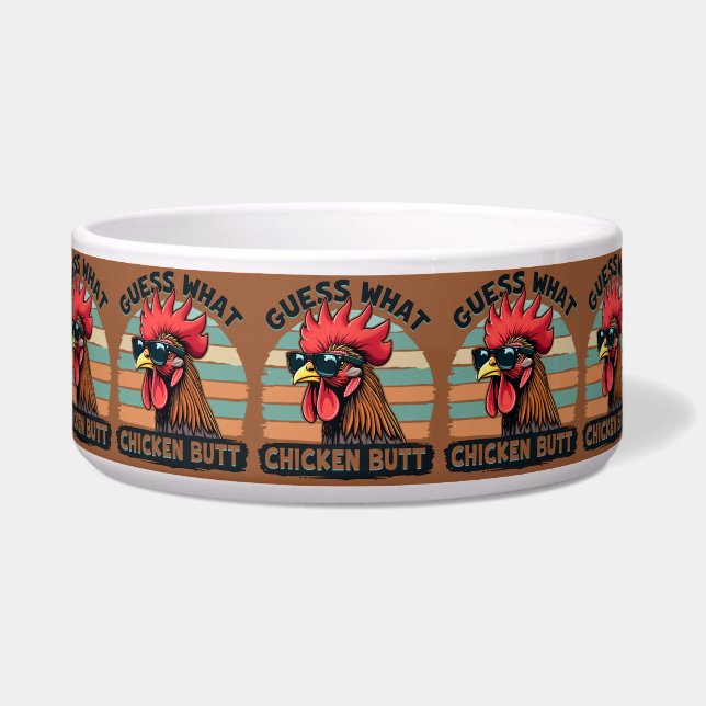 Écuelle Devinez Quel Beurre De Poulet Drôle Rooster Rétro (Devant)
