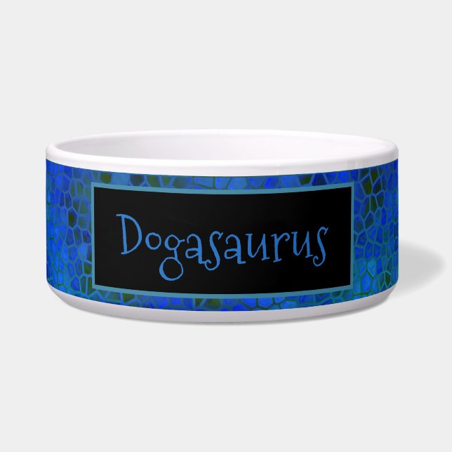 Écuelle Dinosaure bleu personnalisé Cacher (Devant)