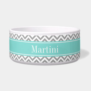 Écuelle Dk Gray White LG Chevron Turquoise