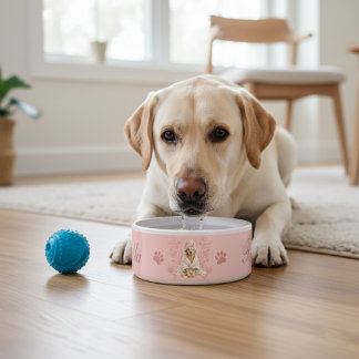Écuelle Dog Lab Charm Paw Pink Custom Biscuit Ceramic Bowl