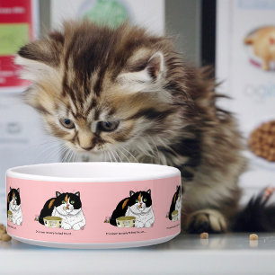 Écuelle Drôle Chat Tacheté Gâté Nourrir Rose