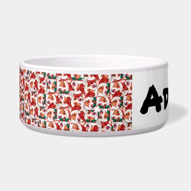 Écuelle Drôle portugais Podengo Nom Motif de Noël (Devant)