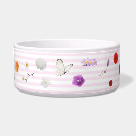 Écuelle Eetbak Hond Vlinders and Bloemen