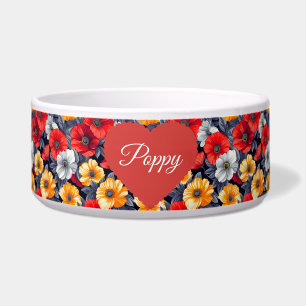 Écuelle Élégant bol rouge de coquelicot floral
