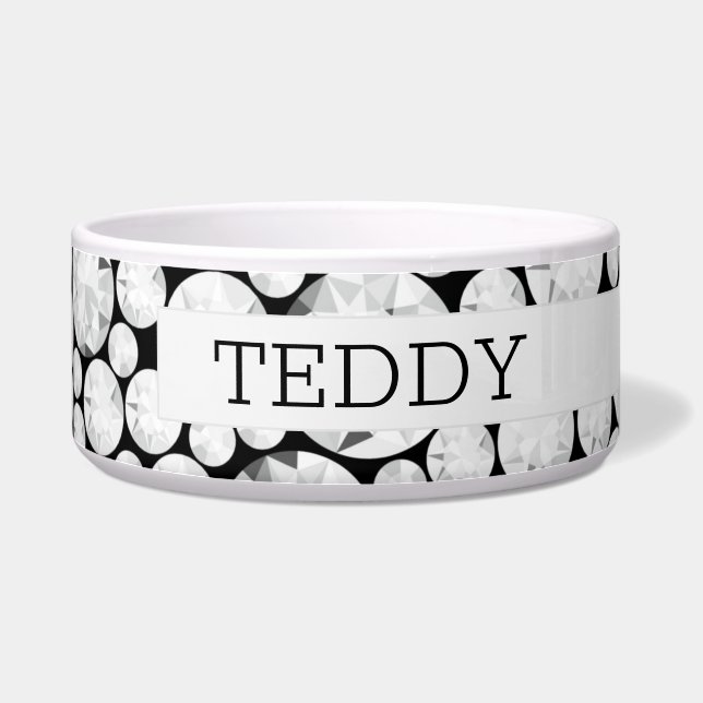 Écuelle Élégant Diamond Gemstone PET NOM Glam Bling (Droite)