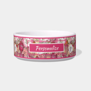 Écuelle Elégant Pink Floral Garden Bouquet Chien de chat