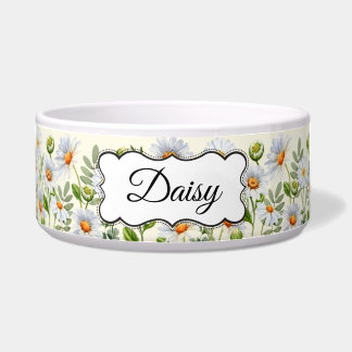 Écuelle Elegant Yellow Daisy Personalized Pet Bowl
