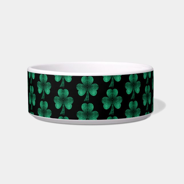 Écuelle Emerald Green Sparkles Shamrock motif noir (Devant)