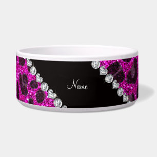 Écuelle empreinte de léopard de parties scintillant rose n