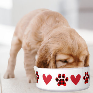 Écuelle Empreinte de patte à carreaux & Cœur, Chien person