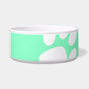 Écuelle empreinte de patte bleu néon vert sarcelle