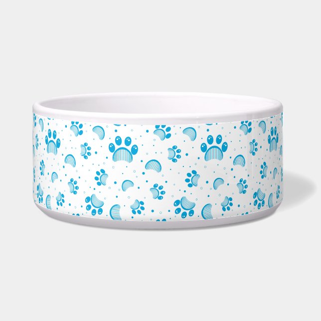 Écuelle Empreinte de patte bleue et motif de peigne de toi (Gauche)