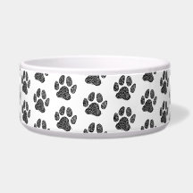 Empreinte de patte de chien noir et blanc Linocut