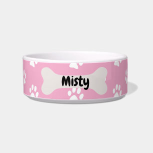 Écuelle Empreinte de patte de chiot rose personnalisé