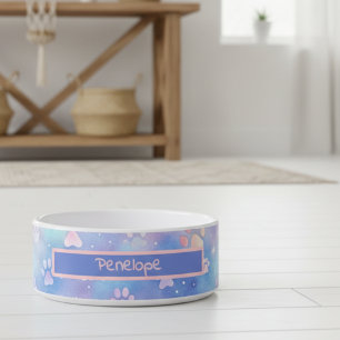 Écuelle Empreintes de patte de galaxie pastel – Amoureux d