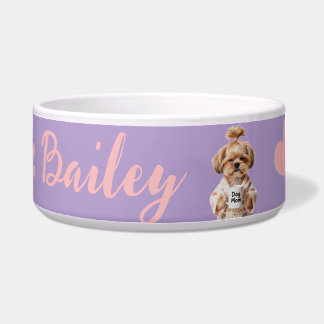 Écuelle Empreintes de patte roses Nom de chien mignon Viol