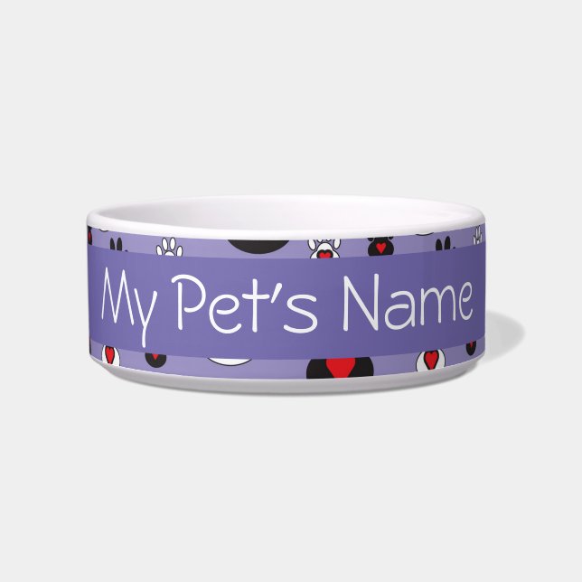 Écuelle Empreintes de pattes avec Coeurs céramique Pet Bow (Devant)