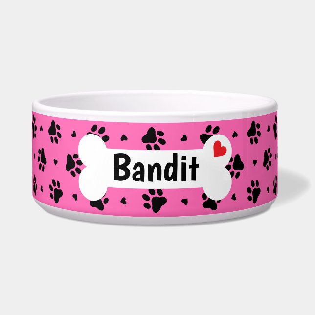 Écuelle Empreintes de pattes de chien noir et Motif de coe (Devant)