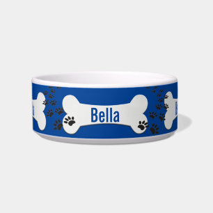 Écuelle Empreintes de pattes et os de chien sur Blue Bowl