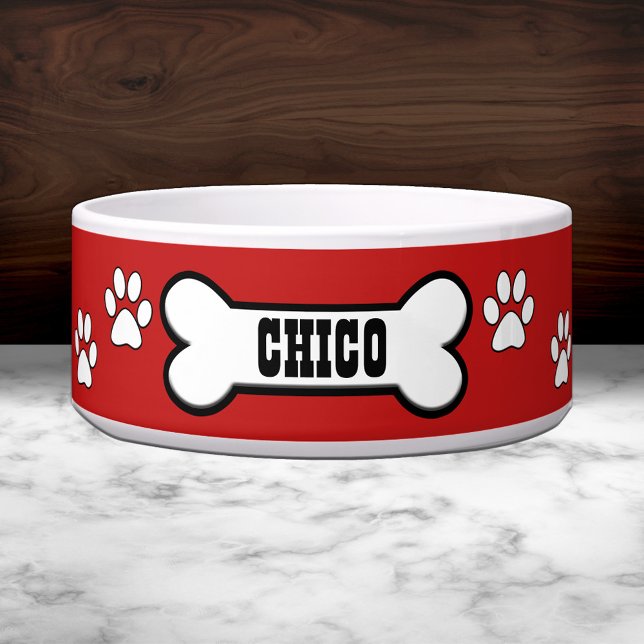 Écuelle Empreintes de pattes Rouge Personnalisé Pet Bowl (Créateur téléchargé)