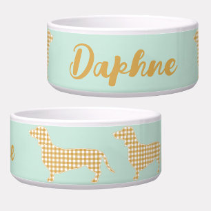 Écuelle En vichy Dachshund Mint personnalisée
