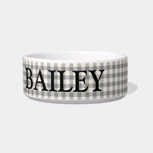 Écuelle En vichy gris blanc personnalisé Grand