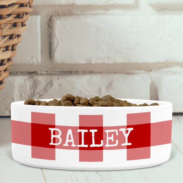 Écuelle En vichy rouge Plaid Farmhouse Chien personnalisé (Créateur téléchargé)