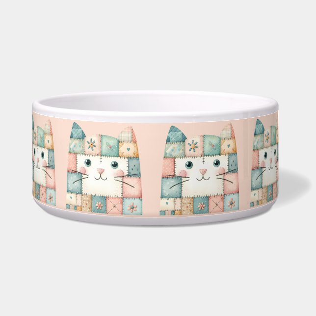 Écuelle Fausse Maisonnette de Chat Pastel Patchwork (Gauche)