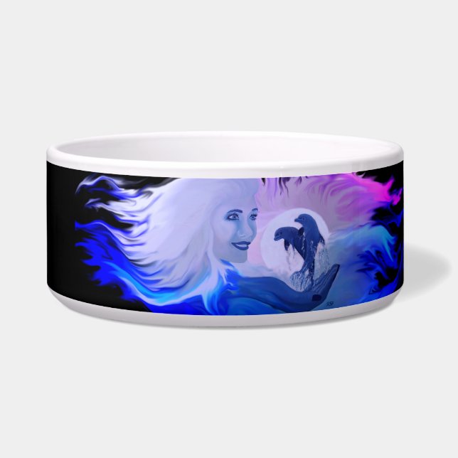 Écuelle Femme avec dauphins au clair de lune (Gauche)