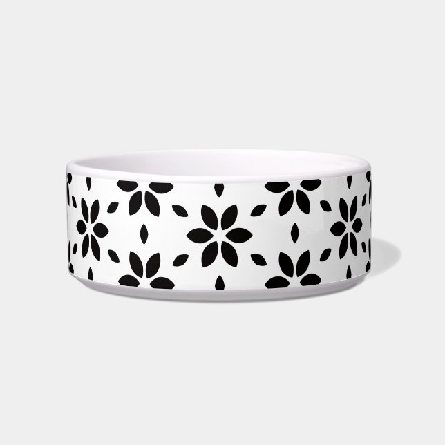Écuelle Fleur de compagnie abstraite moderne noir et blanc (Devant)