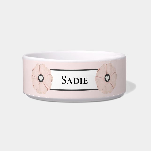 Écuelle Fleur rose personnalisée & Coeurs Chig Bowl (Devant)