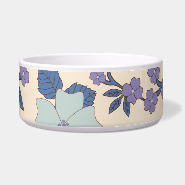 Écuelle Fleurs Bleues, Fleurs Violettes, Motif Floral (Devant)