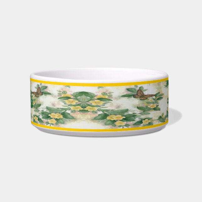 Écuelle Fleurs Et Papillons Personnalisés Pet Bowl (Droite)